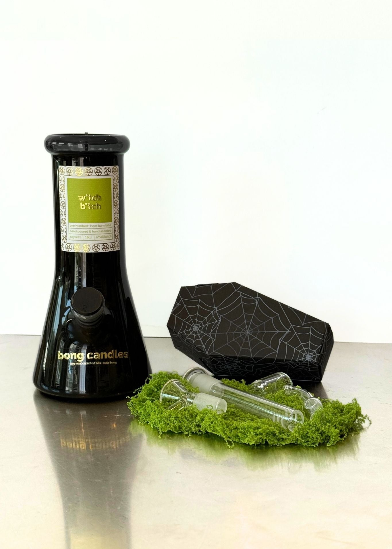 witch bitch bong candle, black bong, downstem + bowl set, halloween candles, witch candle