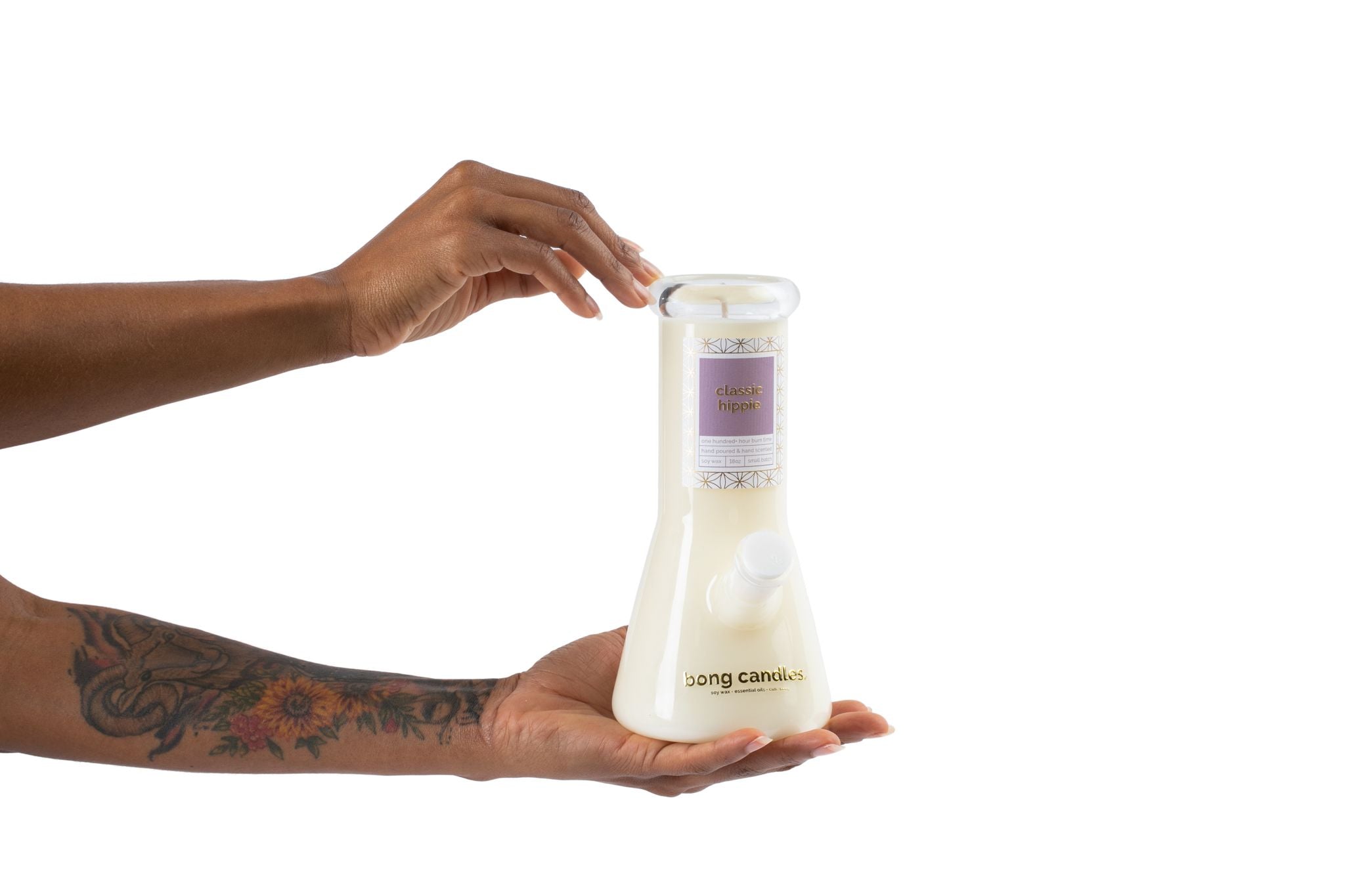 classic hippie bong candle, nag champa, patchouli, violet, musk, incense, candle, bongs, unique gifts