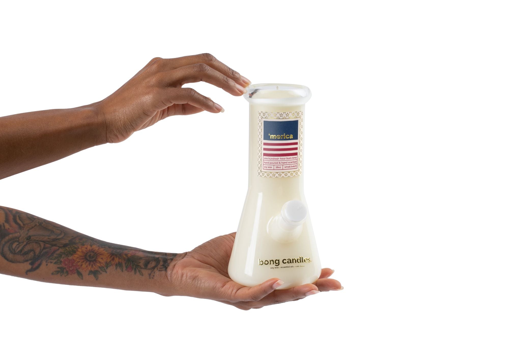 'merica candle, america themed candle, candle bong, novelty gifts, red white and blue, patriotic candle