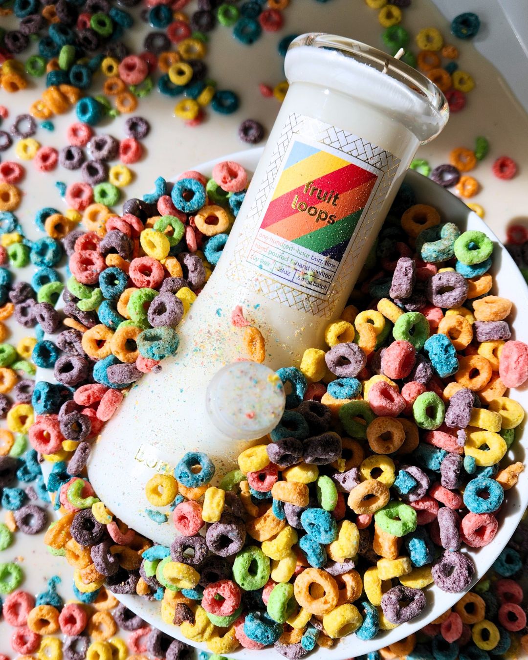 fruit loops candle, cereal scented candle, toucan sam, fruit loops, unique gift idea, trendy candle gift, gay pride, lgbtq candle