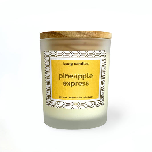 pineapple express stash jar candle, pineapple, sage, palm leaves, tropical candle, upcycle, stash jar, airtight lid
