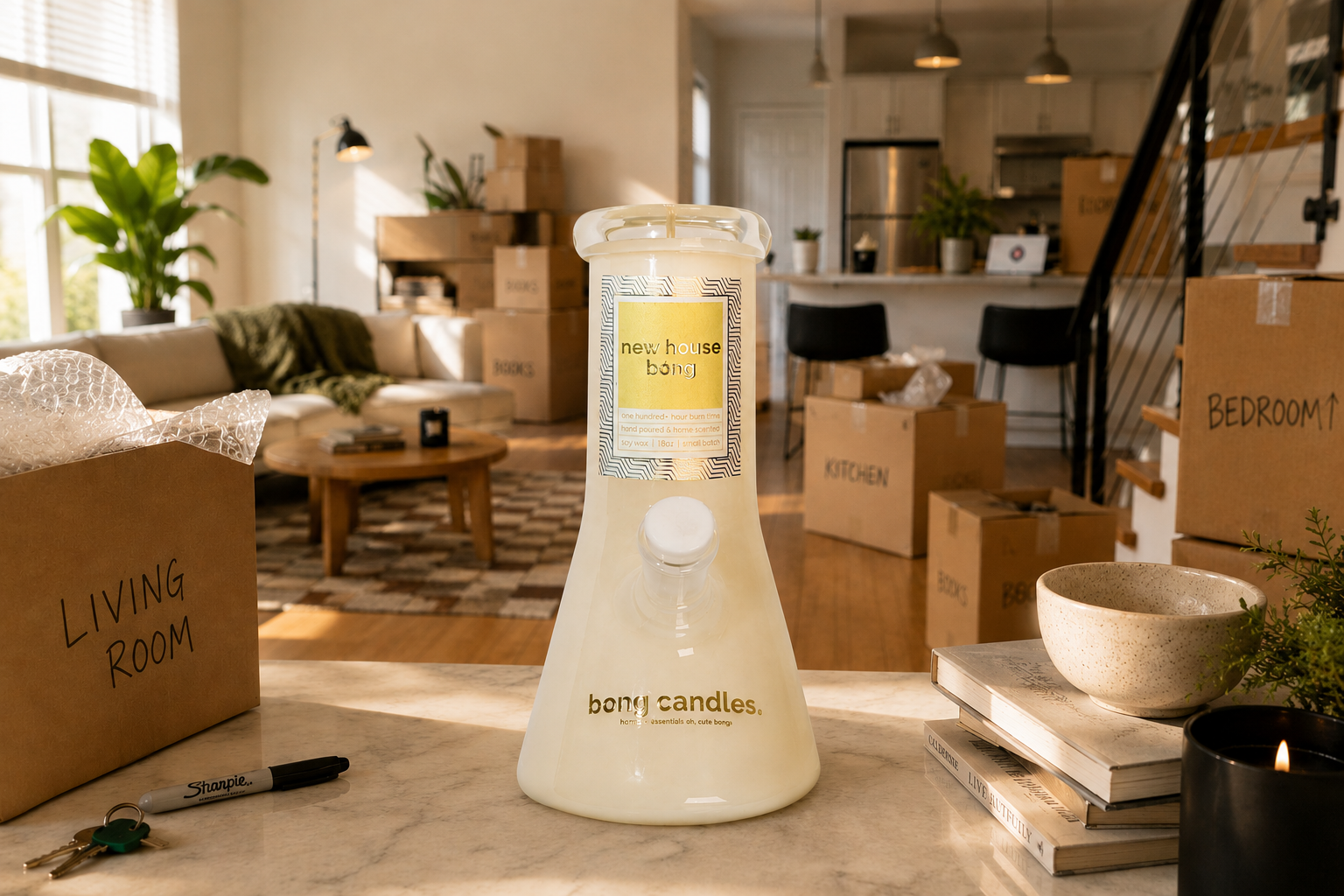 new house bong candle, housewarming gift, candle gift, host or hostess gift, 