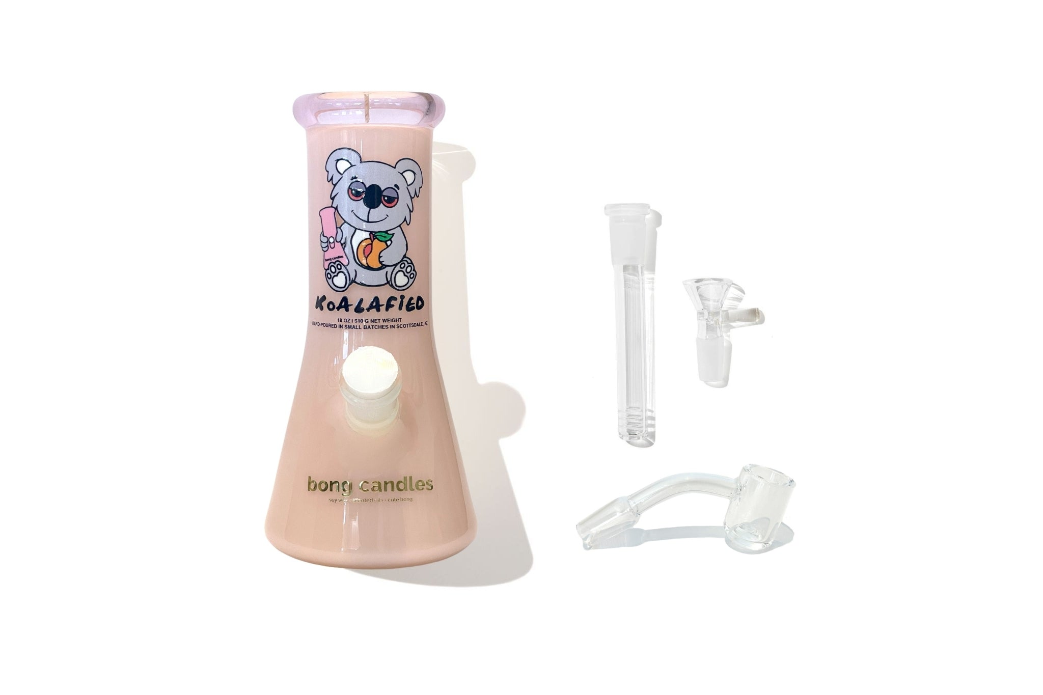 koala puffs x bong candles koalafied sesh set, downstem, banger, bowl candle set