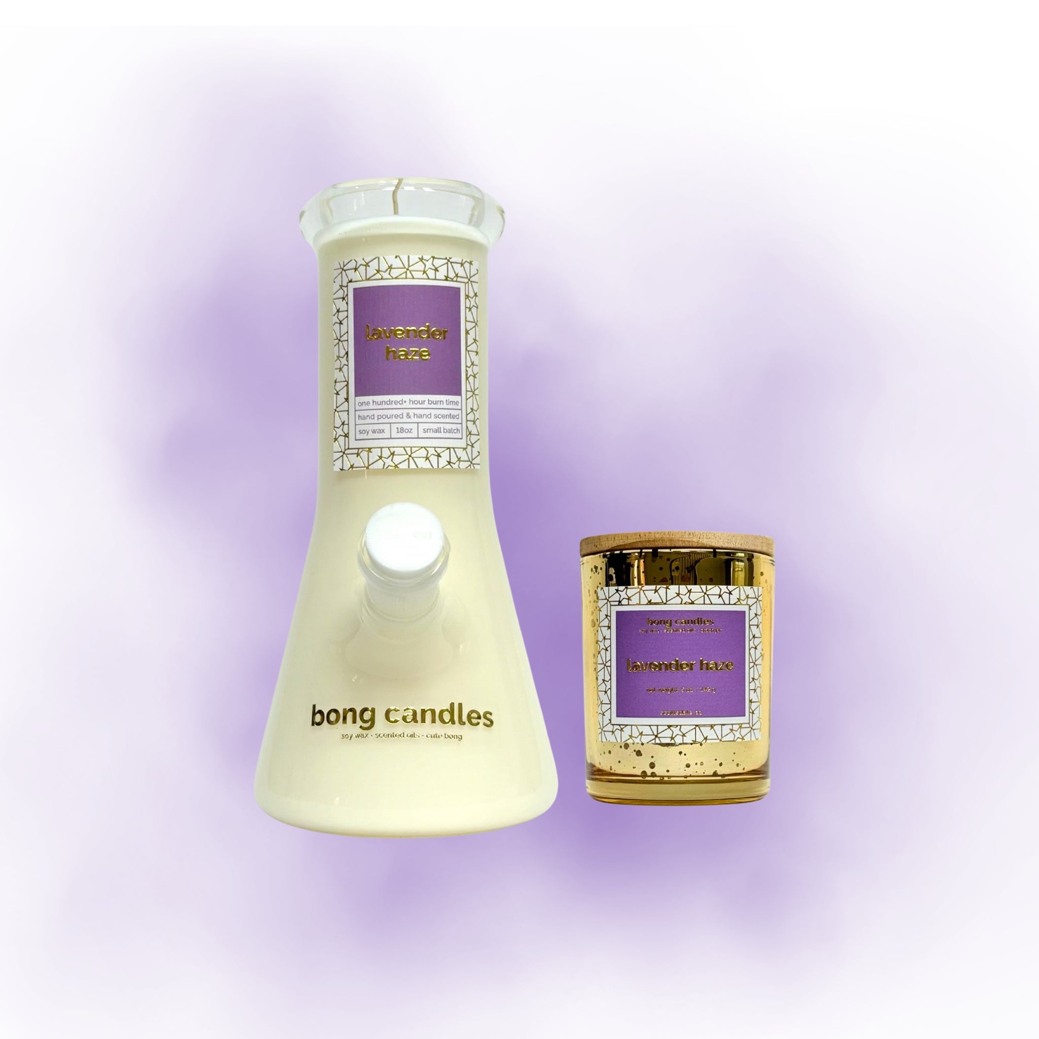 lavender haze bong candle and stash jar candle