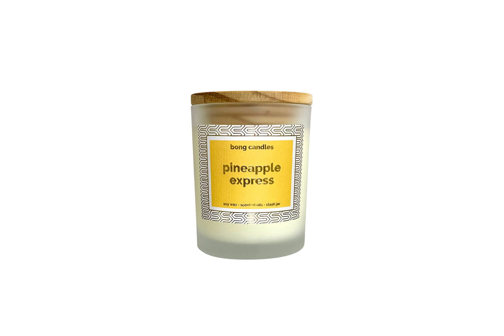 pineapple express stash jar candle, pineapple, sage, palm leaves, tropical candle, upcycle, stash jar, airtight lid