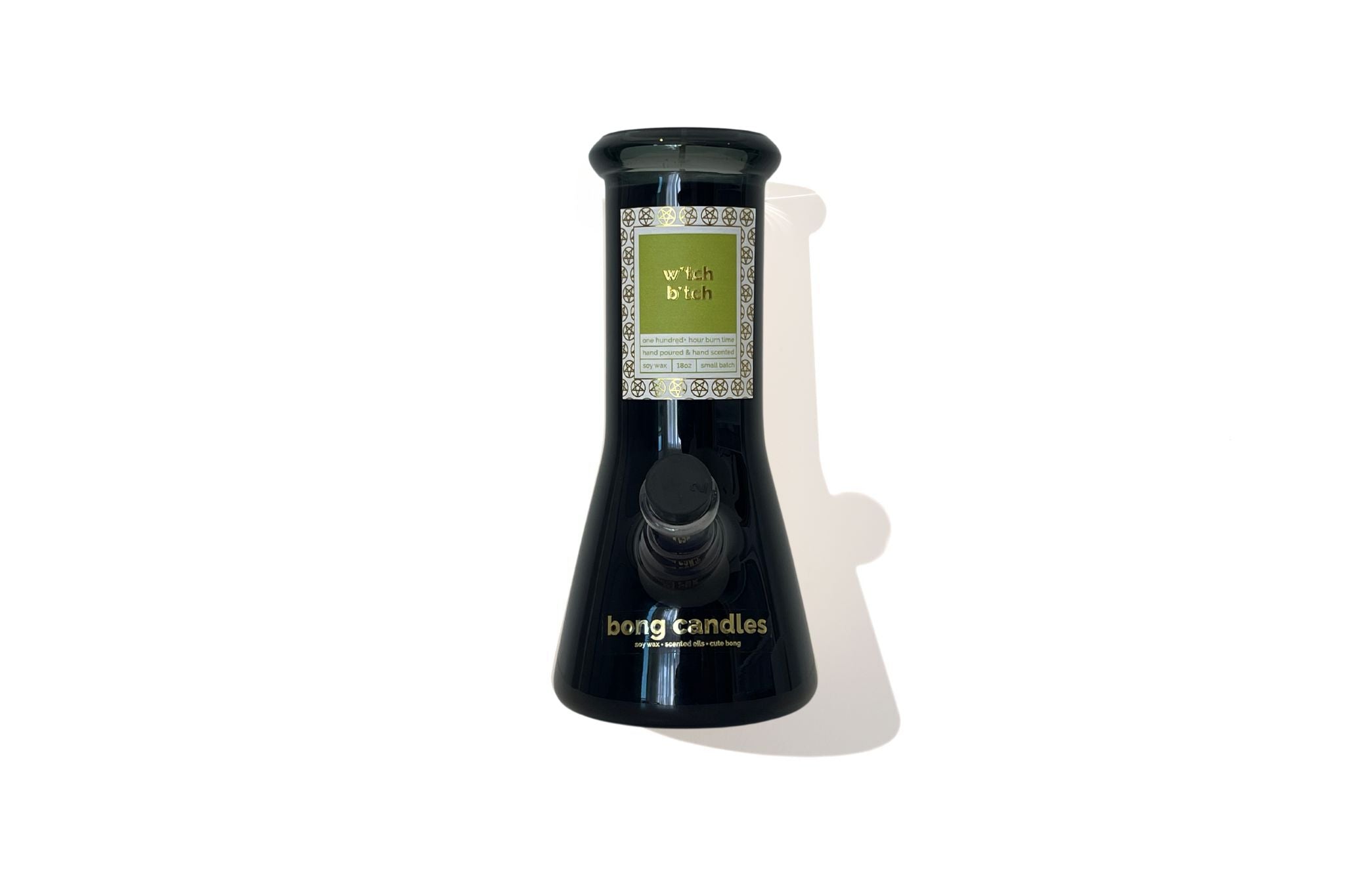 w*tch b*tch candle, black glass bong, halloween candle, witch candle
